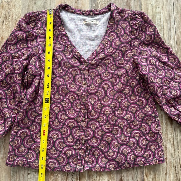 Marine Layer Printed Colette Doublecloth Top Fan Block Print SZ XS NWOT READ - Picture 7 of 9